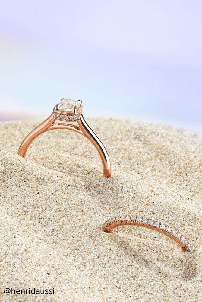 diamond wedding rings rose gold minimalistic wedding ring set henridaussi