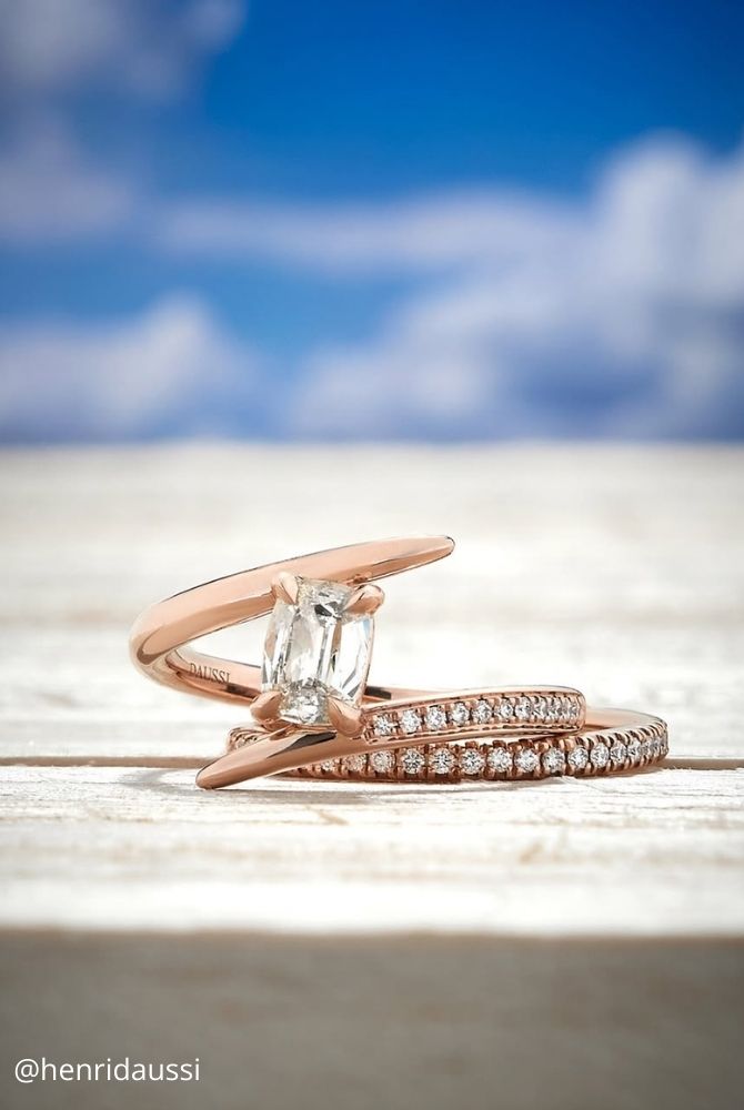 diamond wedding rings rose gold stylish ring set henridaussi