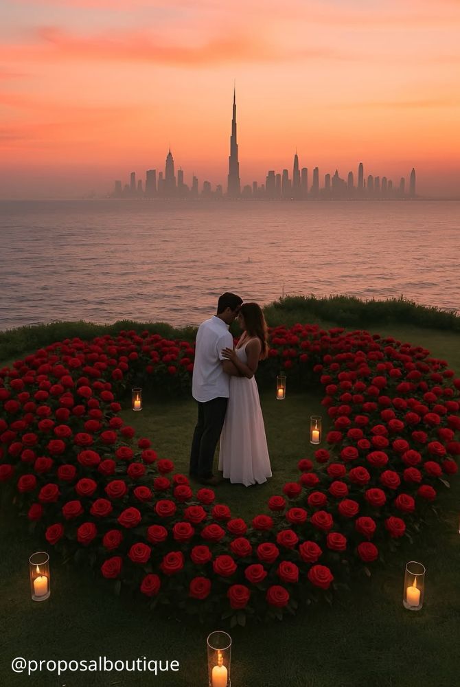 engagement photos hugs newlyweds romantic photo incredible background heart of flowers sunset proposalboutique