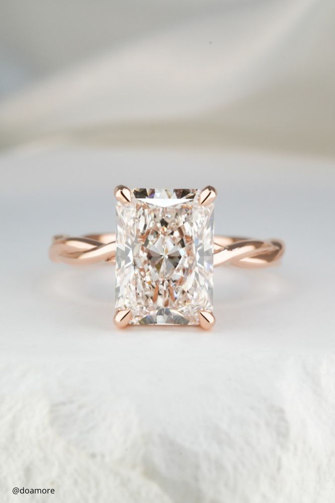 solitaire engagement rings delicate fragile gold engagement ring with rose gold square stones doamore