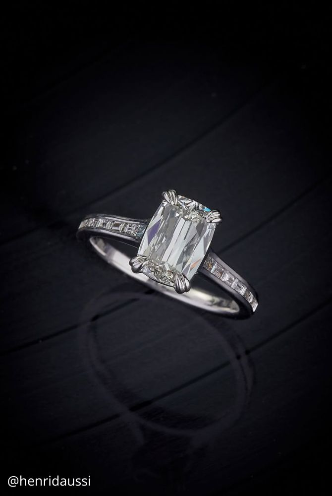 solitaire engagement rings white gold ring cushion henridaussi