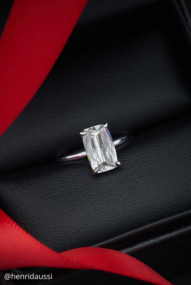 solitaire engagement rings white gold ring cushion minimalist henridaussi